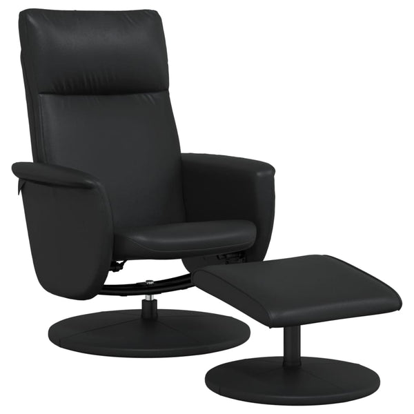 Fauteuil inclinable avec repose-pied noir similicuir