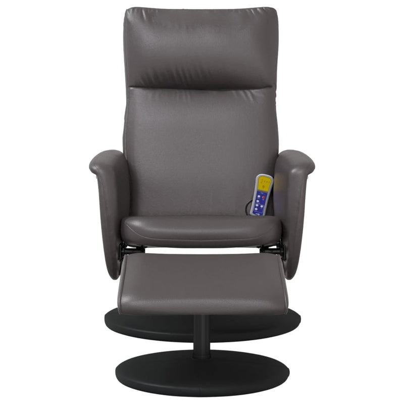 Fauteuil inclinable de massage avec repose-pied gris similicuir