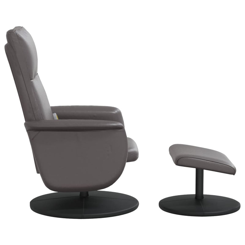 Fauteuil inclinable de massage avec repose-pied gris similicuir