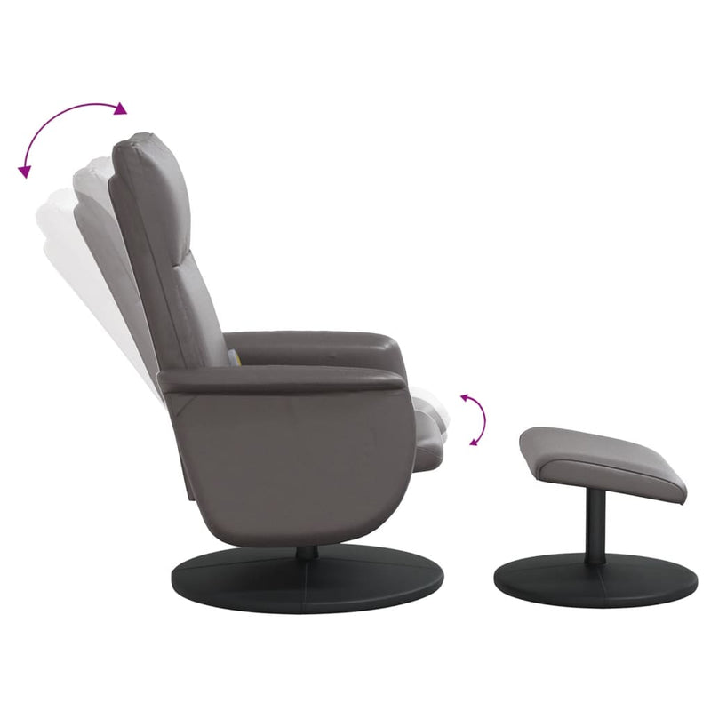 Fauteuil inclinable de massage avec repose-pied gris similicuir