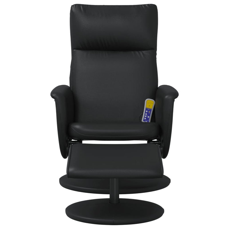 Fauteuil inclinable de massage avec repose-pied noir similicuir