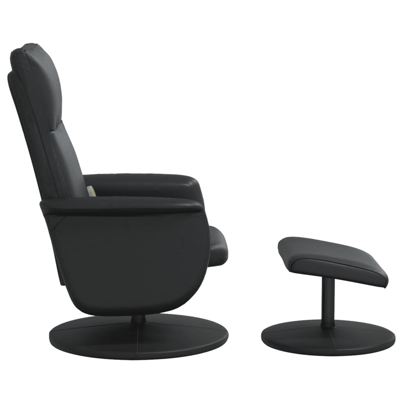 Fauteuil inclinable de massage avec repose-pied noir similicuir