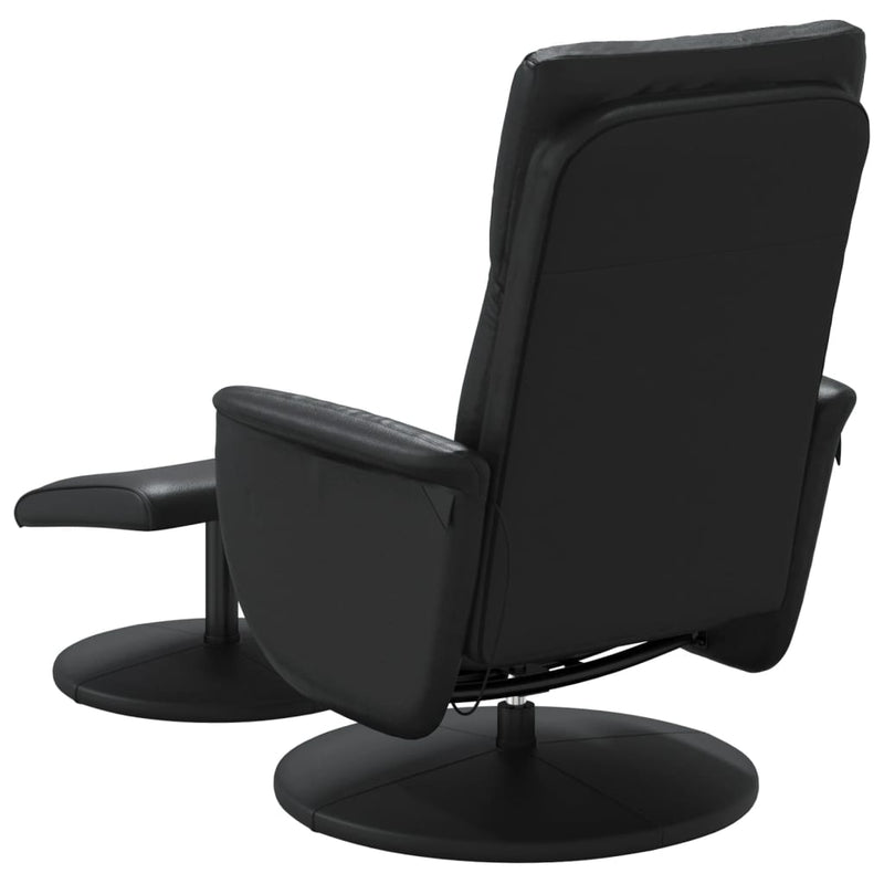 Fauteuil inclinable de massage avec repose-pied noir similicuir