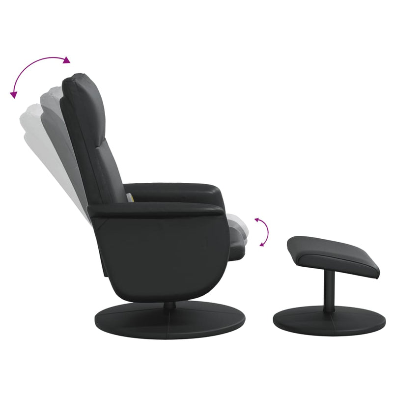 Fauteuil inclinable de massage avec repose-pied noir similicuir