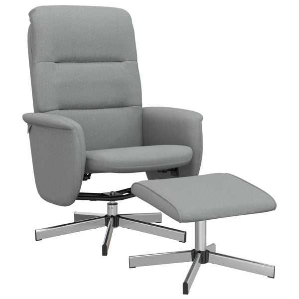 Fauteuil inclinable avec repose-pied gris clair tissu