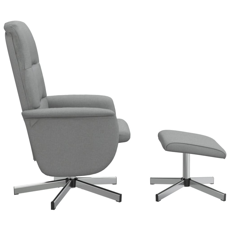 Fauteuil inclinable avec repose-pied gris clair tissu