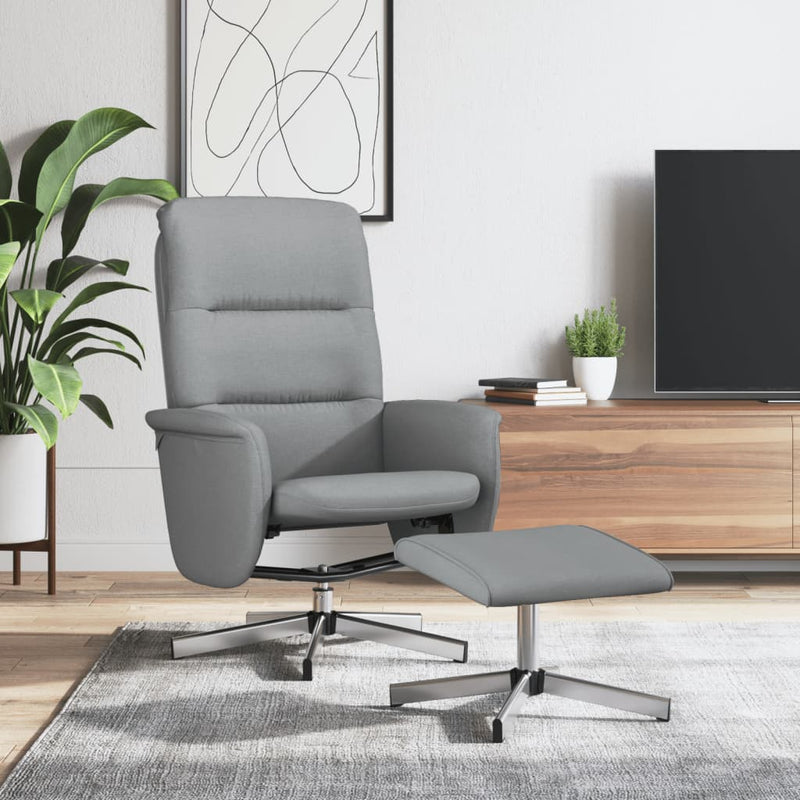 Fauteuil inclinable avec repose-pied gris clair tissu