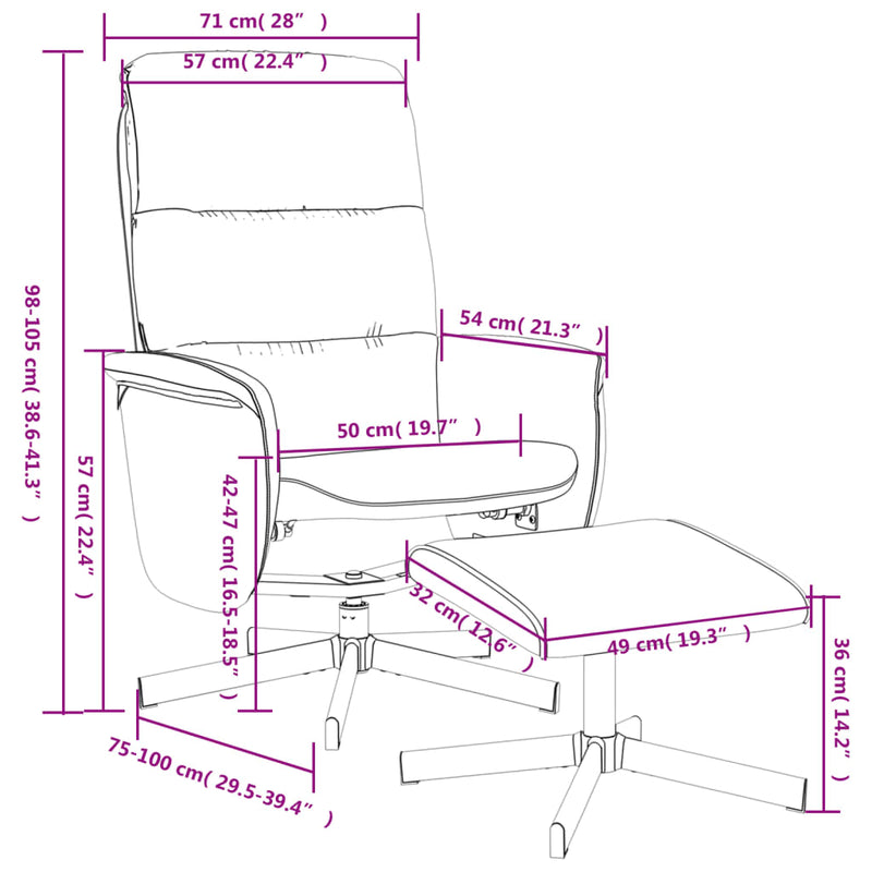 Fauteuil inclinable avec repose-pied gris foncé tissu