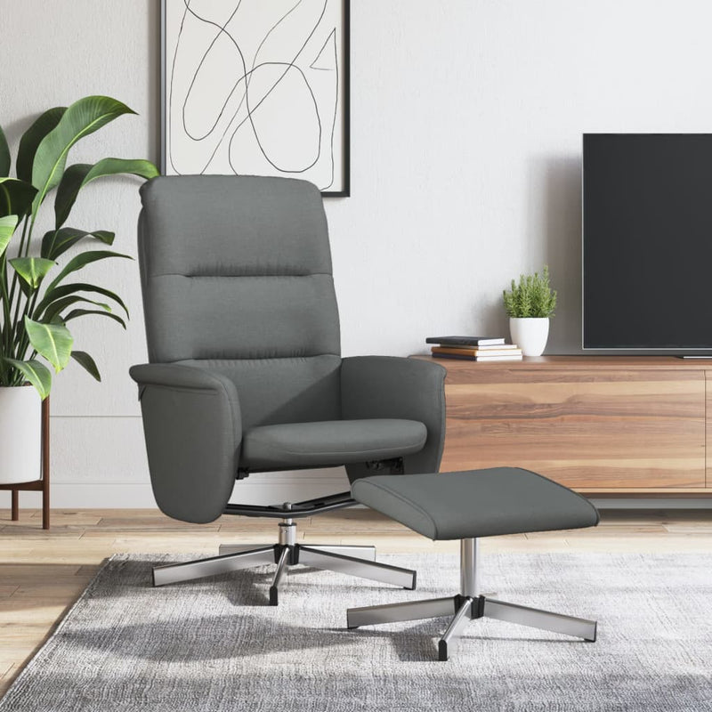 Fauteuil inclinable avec repose-pied gris foncé tissu