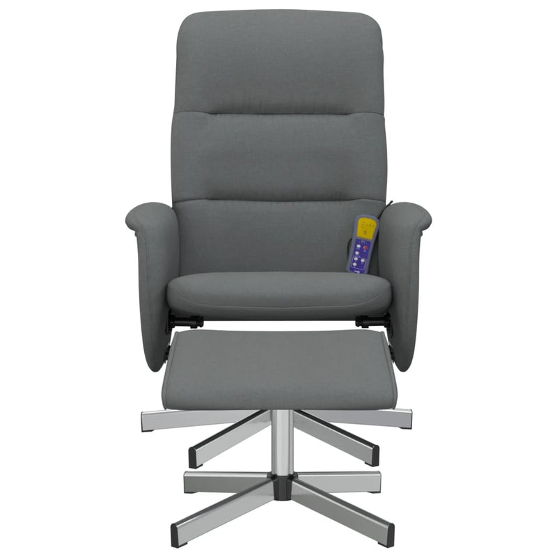 Fauteuil de massage inclinable et repose-pieds gris foncé tissu