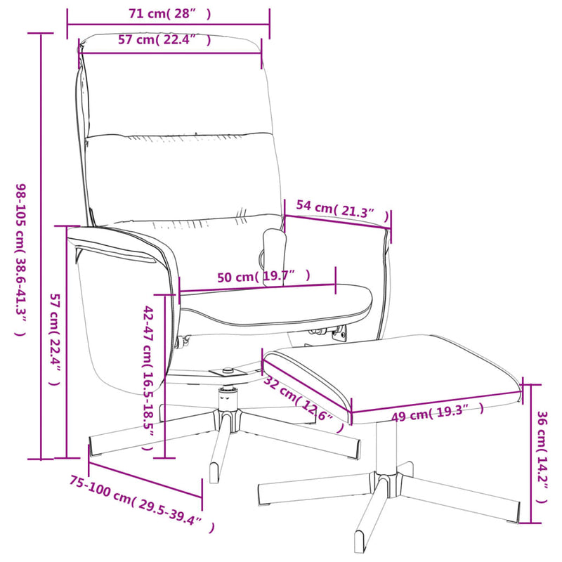 Fauteuil de massage inclinable avec repose-pied noir tissu