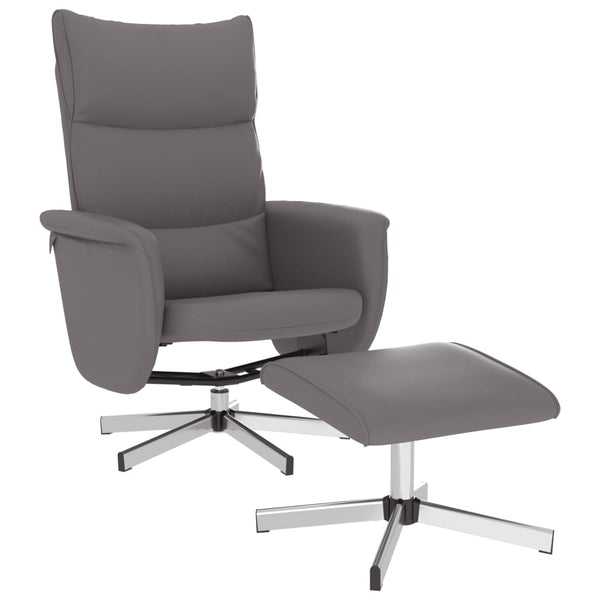 Fauteuil inclinable avec repose-pied gris similicuir