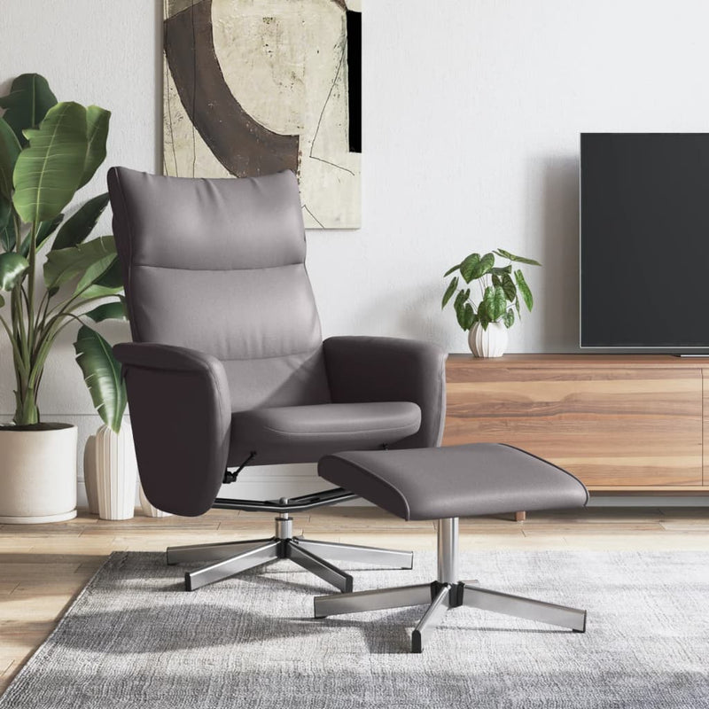 Fauteuil inclinable avec repose-pied gris similicuir