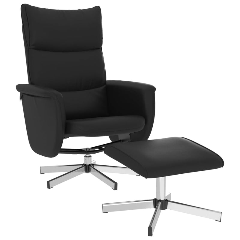 Fauteuil inclinable avec repose-pied noir similicuir