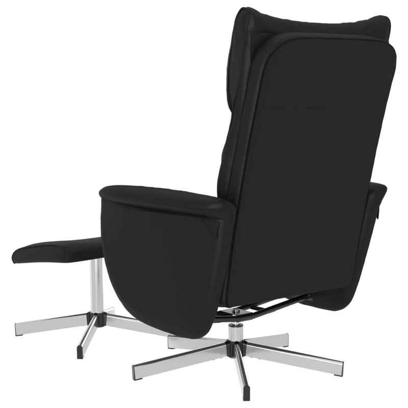 Fauteuil inclinable avec repose-pied noir similicuir