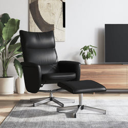 Fauteuil inclinable avec repose-pied noir similicuir