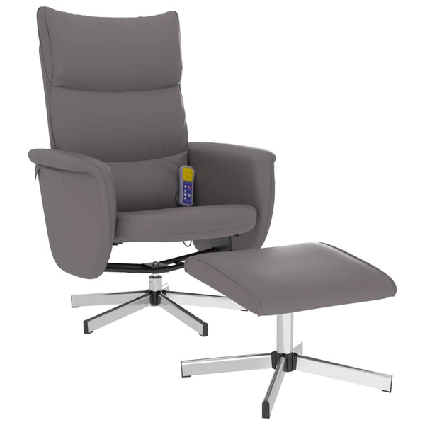 Fauteuil inclinable de massage avec repose-pied gris similicuir