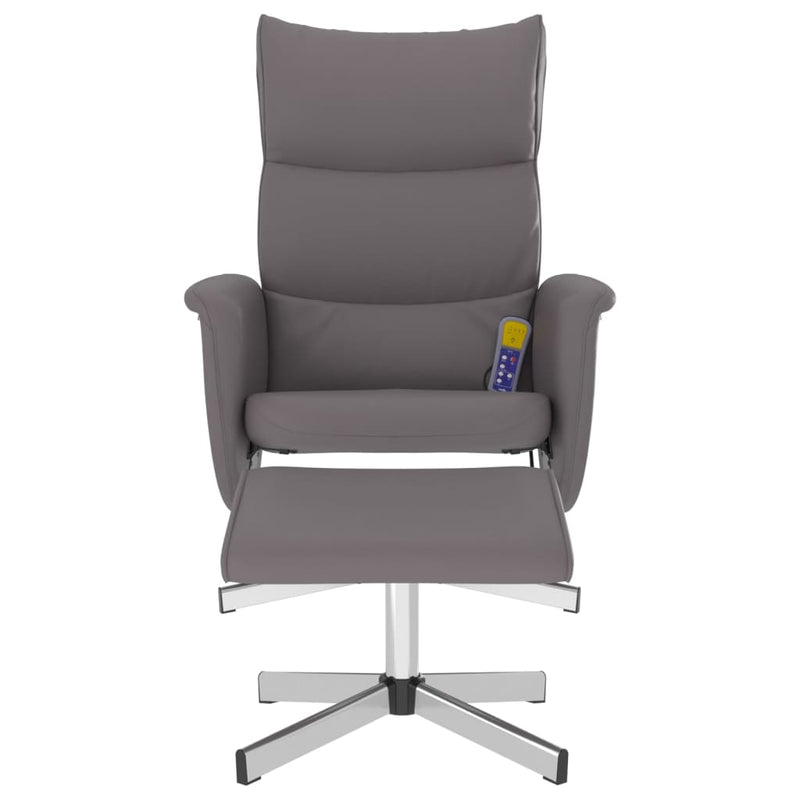 Fauteuil inclinable de massage avec repose-pied gris similicuir