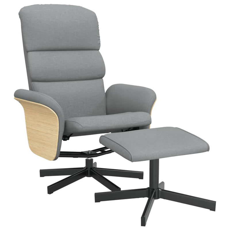 Fauteuil inclinable avec repose-pied gris clair tissu