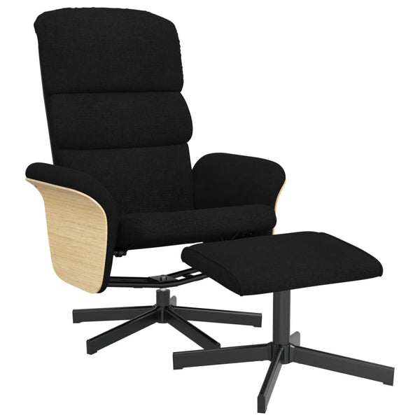 Fauteuil inclinable avec repose-pied noir tissu