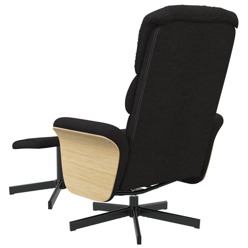 Fauteuil inclinable avec repose-pied noir tissu