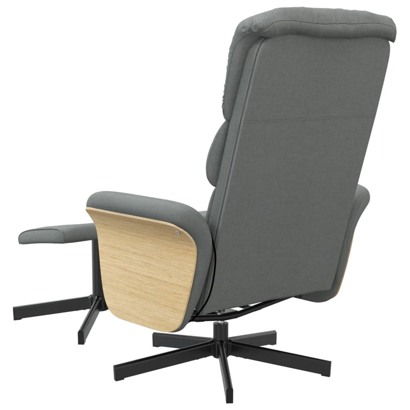 Fauteuil de massage inclinable et repose-pieds gris foncé tissu