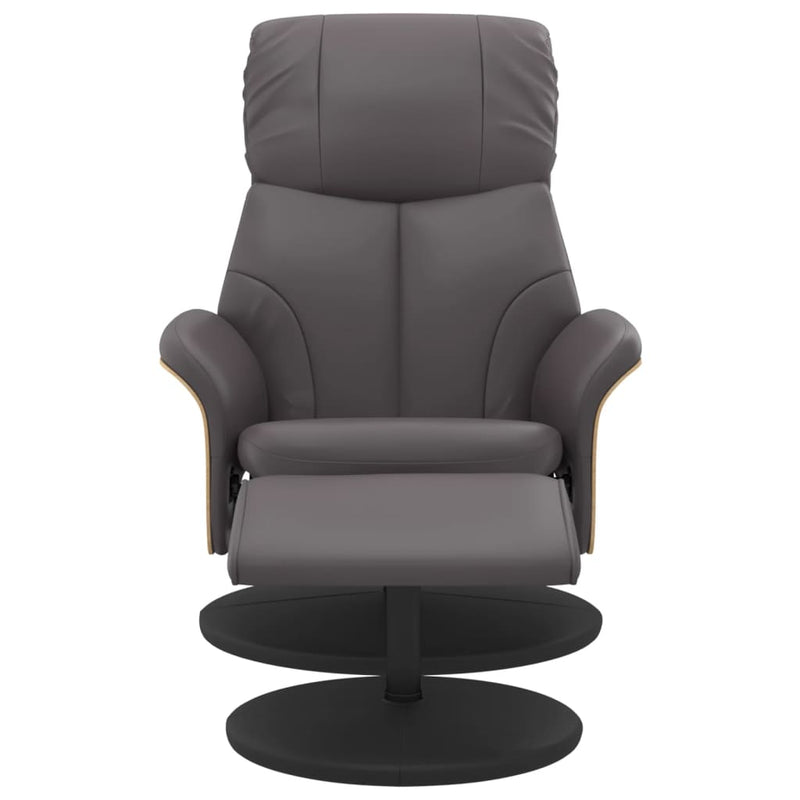 Fauteuil inclinable avec repose-pied gris similicuir