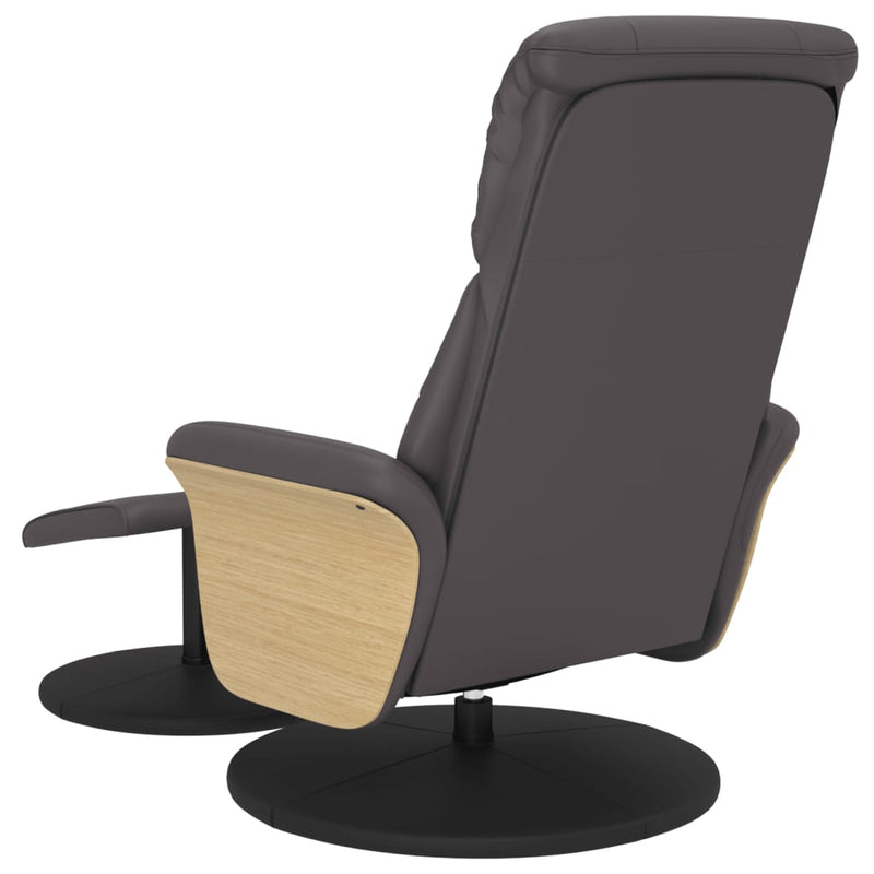 Fauteuil inclinable avec repose-pied gris similicuir