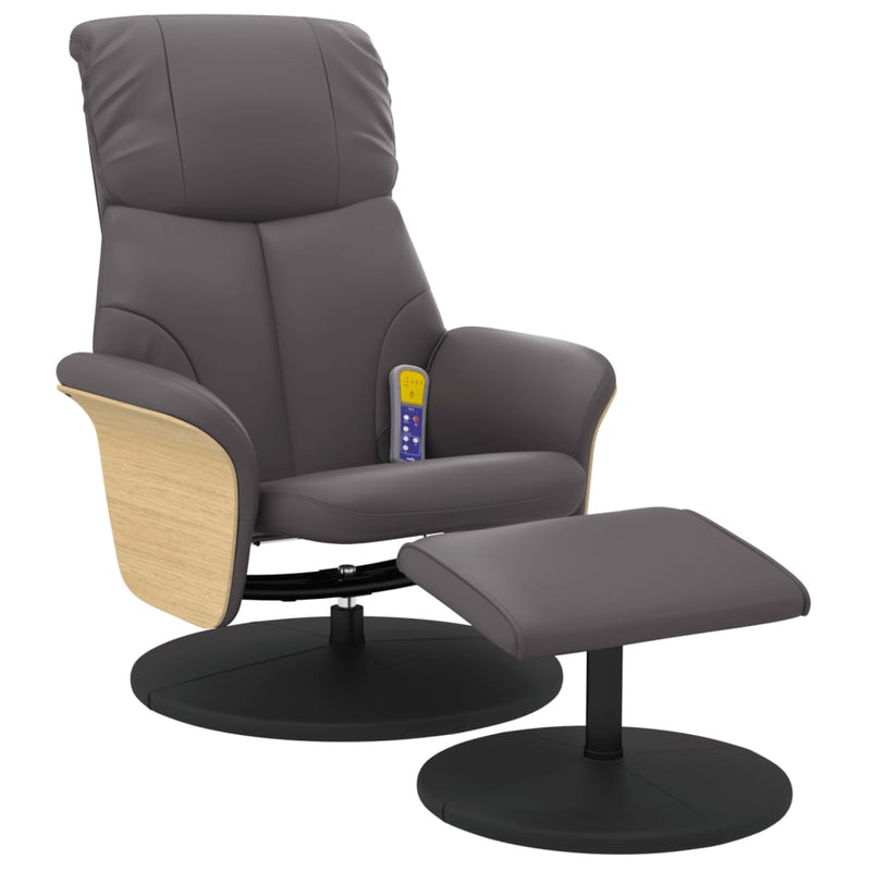 Fauteuil inclinable de massage avec repose-pied gris similicuir