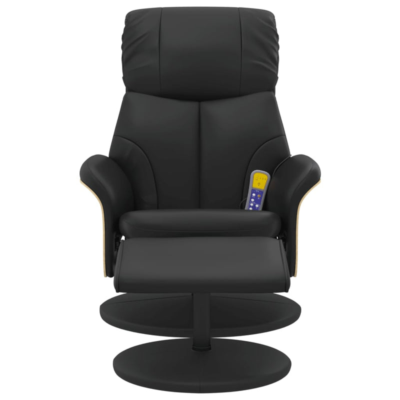 Fauteuil inclinable de massage avec repose-pied noir similicuir