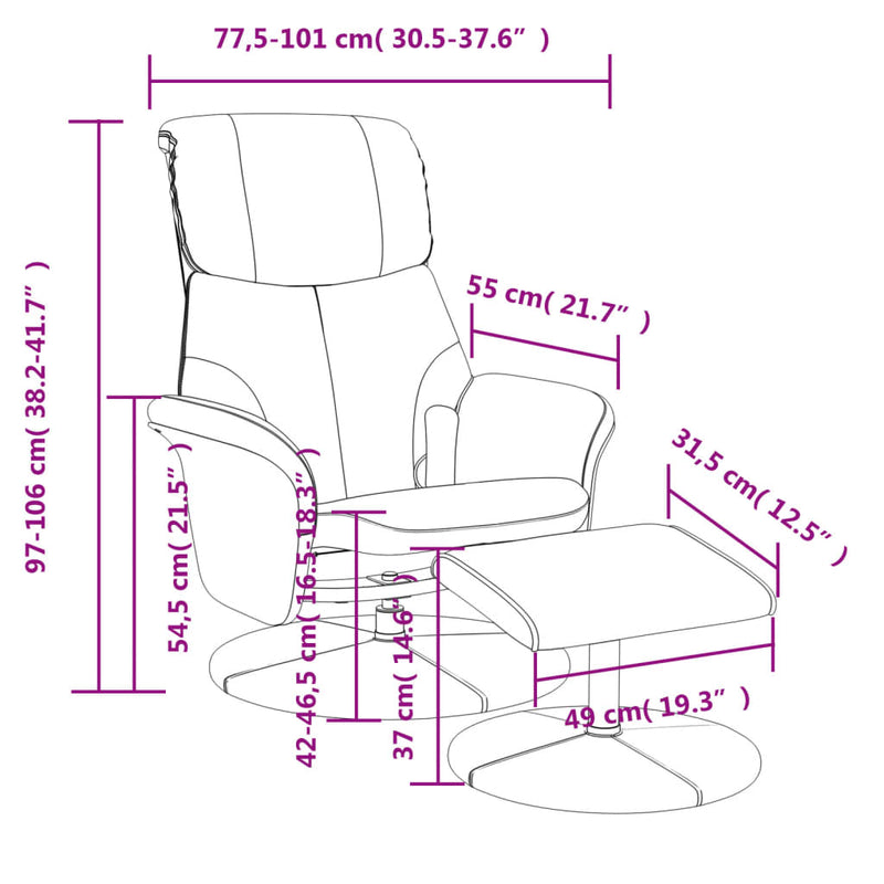 Fauteuil inclinable de massage avec repose-pied noir similicuir