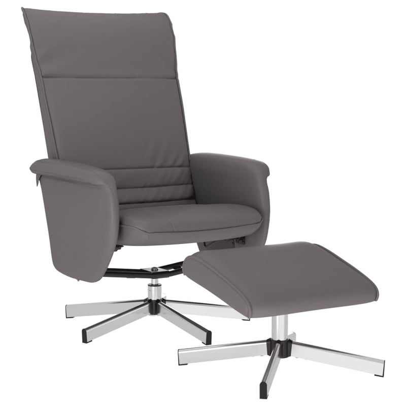 Fauteuil inclinable avec repose-pied gris similicuir