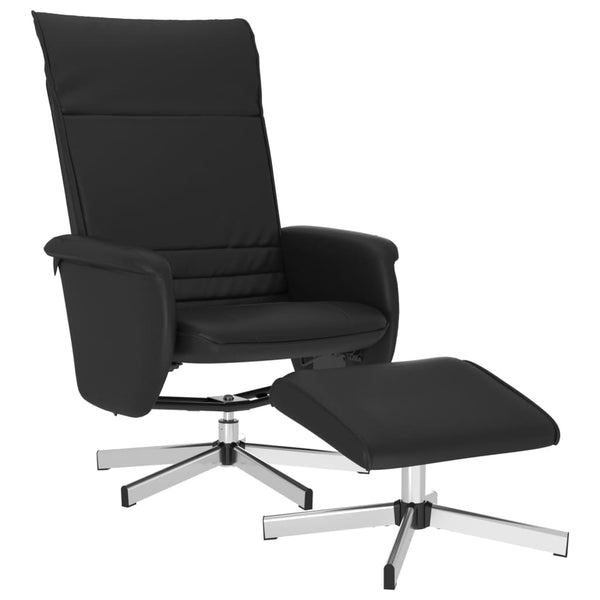 Fauteuil inclinable avec repose-pied noir similicuir