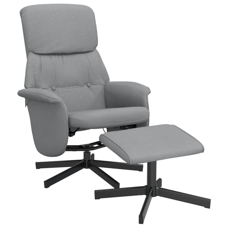 Fauteuil inclinable avec repose-pied gris clair tissu