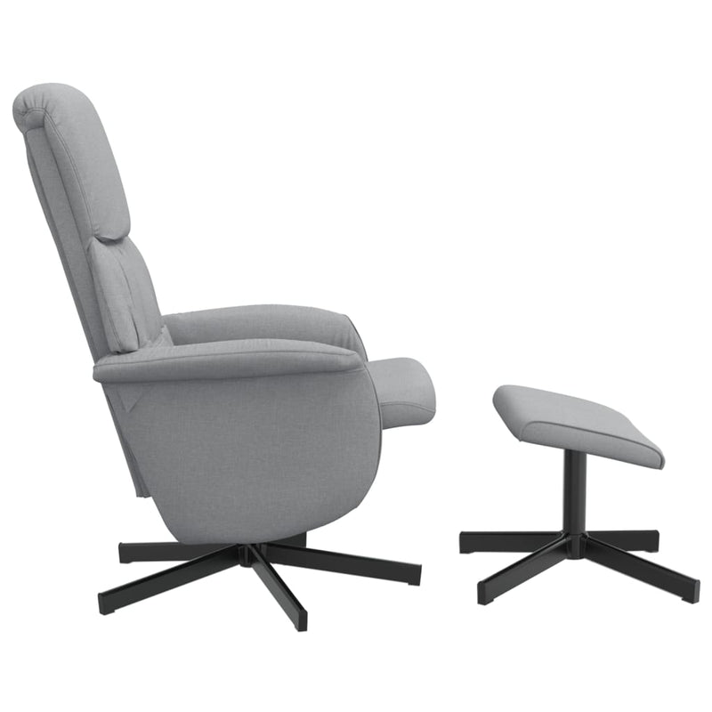 Fauteuil inclinable avec repose-pied gris clair tissu