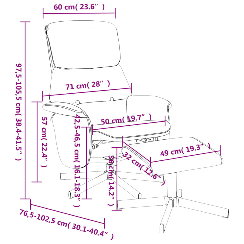 Fauteuil inclinable avec repose-pied gris clair tissu