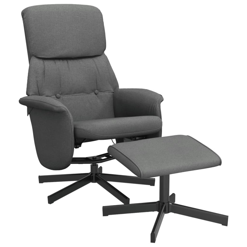 Fauteuil inclinable avec repose-pied gris foncé tissu