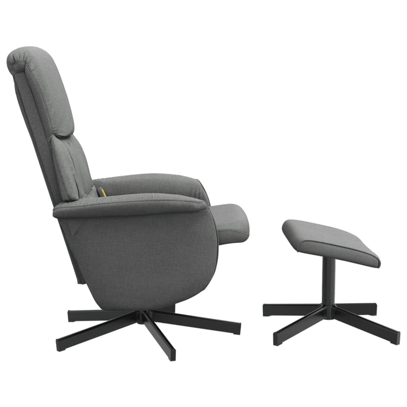 Fauteuil de massage inclinable et repose-pieds gris foncé tissu