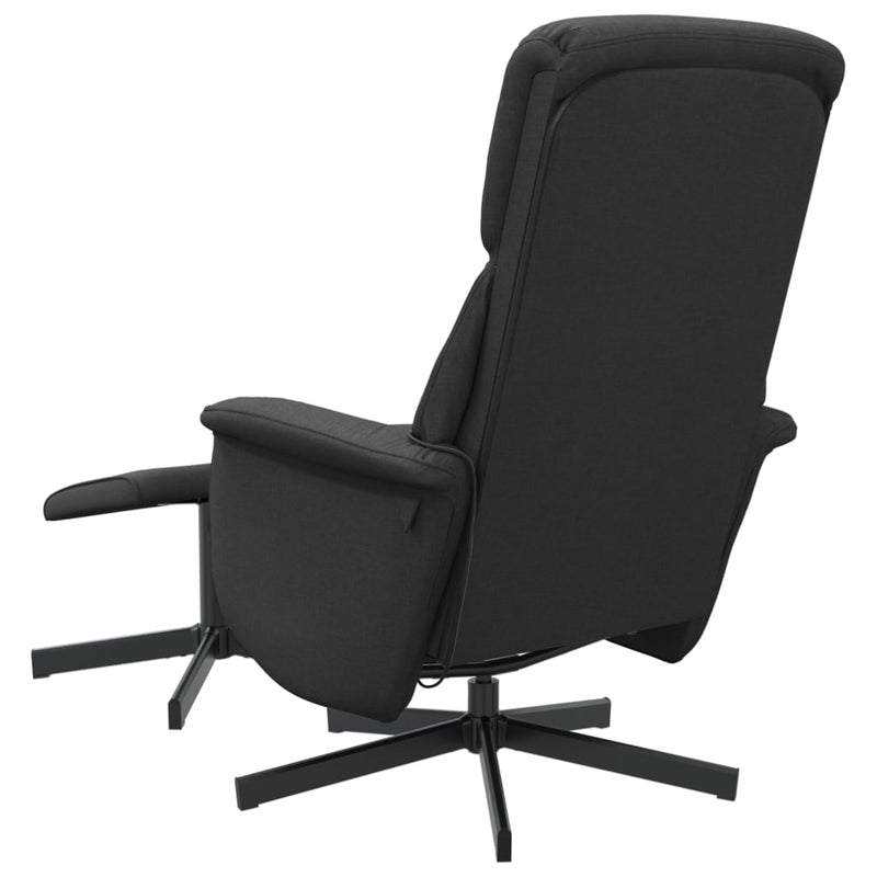 Fauteuil de massage inclinable avec repose-pied noir tissu