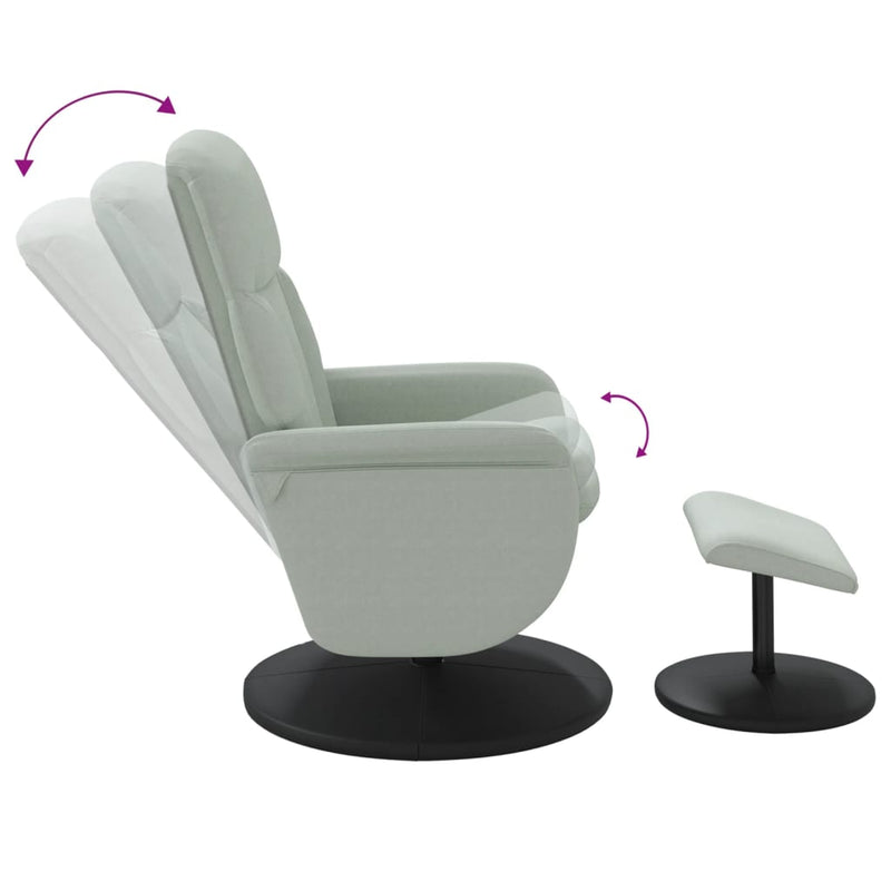 Fauteuil inclinable avec repose-pied gris clair velours