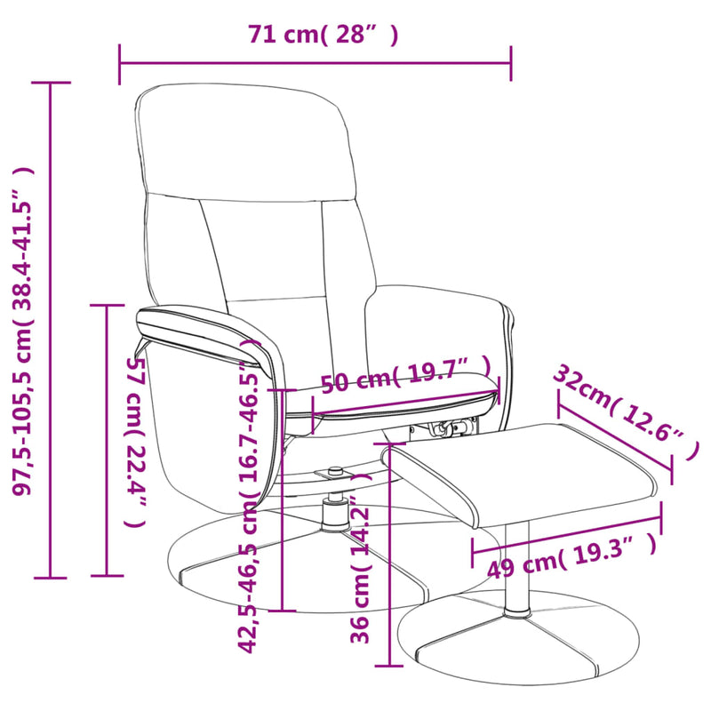 Fauteuil inclinable avec repose-pied gris clair velours