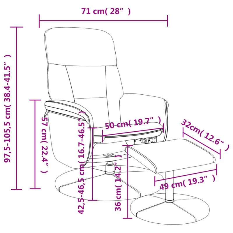 Fauteuil inclinable avec repose-pied gris foncé velours