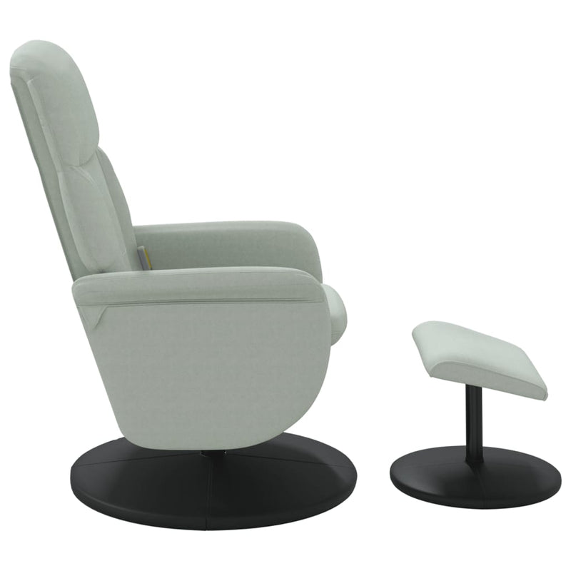 Fauteuil inclinable de massage repose-pied gris clair velours