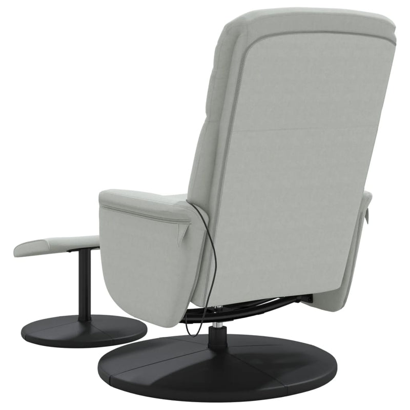 Fauteuil inclinable de massage repose-pied gris clair velours