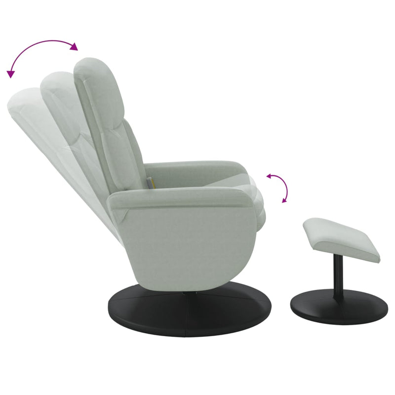 Fauteuil inclinable de massage repose-pied gris clair velours