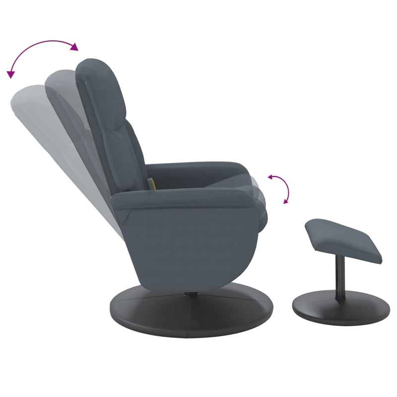 Fauteuil de massage inclinable repose-pied gris foncé velours