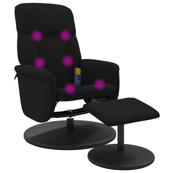 Fauteuil de massage inclinable avec repose-pied noir velours