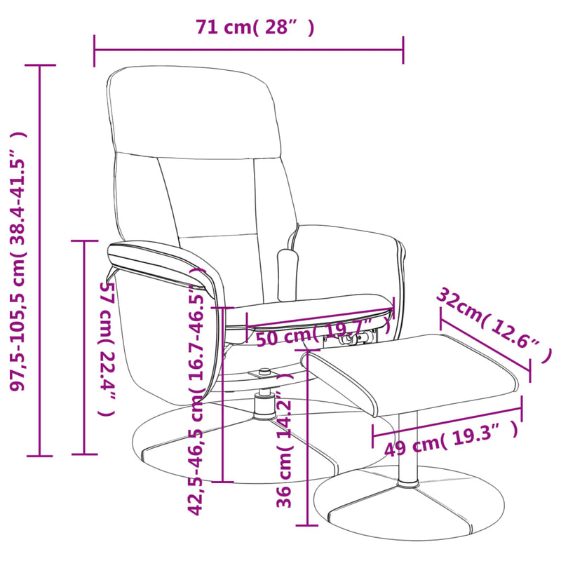 Fauteuil de massage inclinable avec repose-pied noir velours