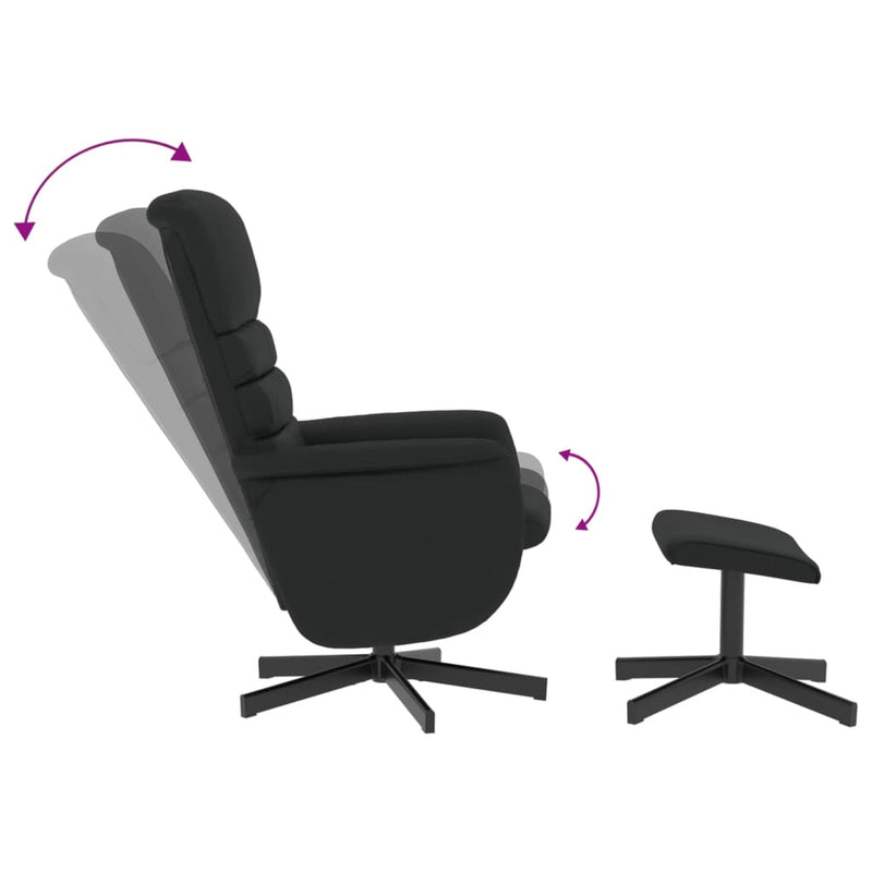 Fauteuil inclinable avec repose-pied noir similicuir