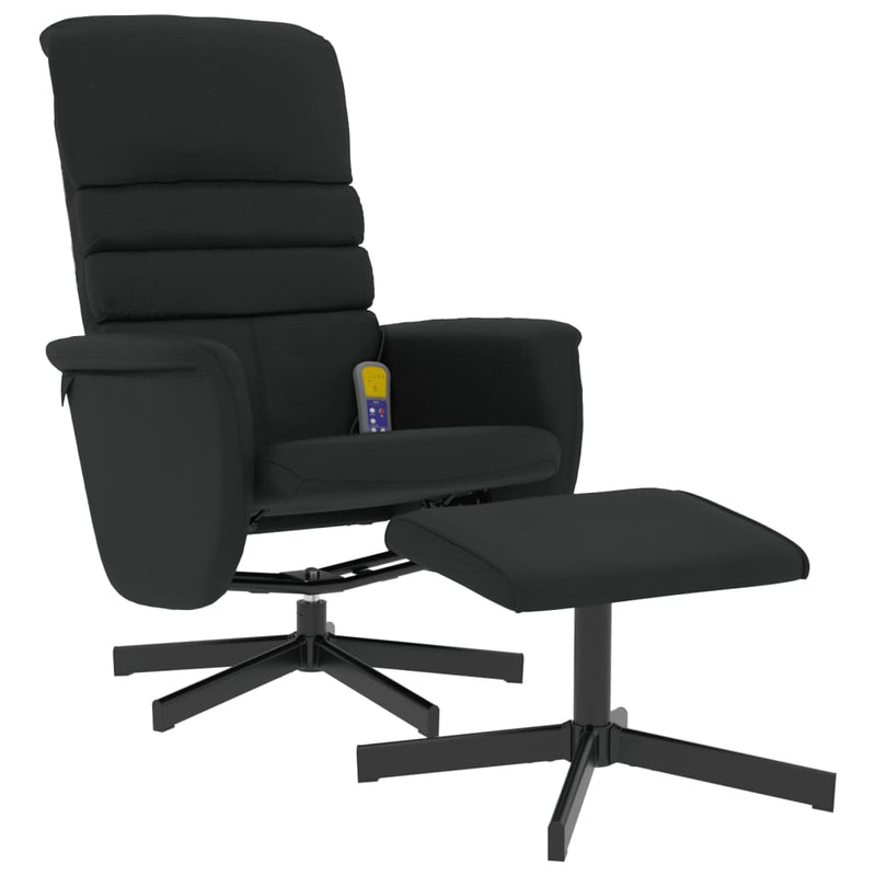 Fauteuil inclinable de massage avec repose-pied noir similicuir